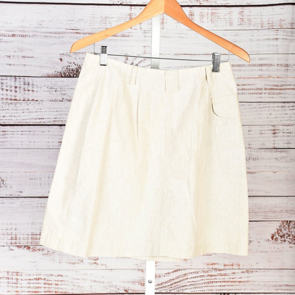 Liz Claiborne Taupe Linen Blend Knee Length Wrap Skirt {Size 10}